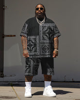 Men's Plus Size Casual Paisley Print T-Shirt Shorts Set